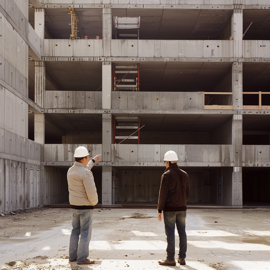 Konstrukcja żelbetowa budynku wielorodzinnego w trakcie realizacji